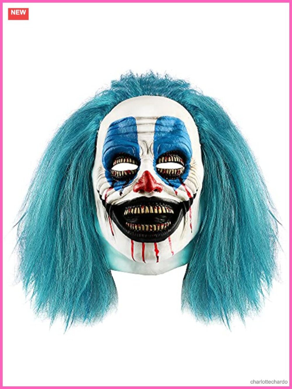 Adult Clown Mask Full Head Latex Synthetic Wig Halloween Costume Prop